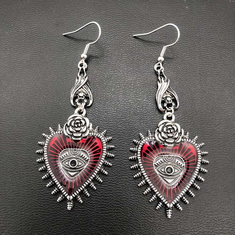 Gothic Rose Heart Shape Earrings