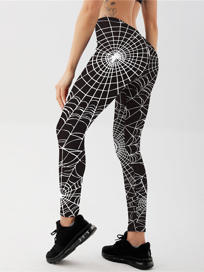 White Spiderweb Stretch Leggings