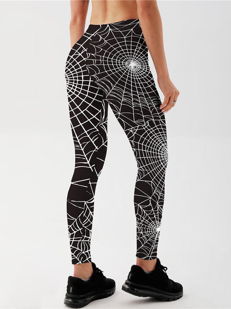 White Spiderweb Stretch Leggings