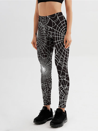 White Spiderweb Stretch Leggings