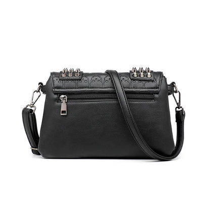 Embossed Skull Rivets Shoulder Bag