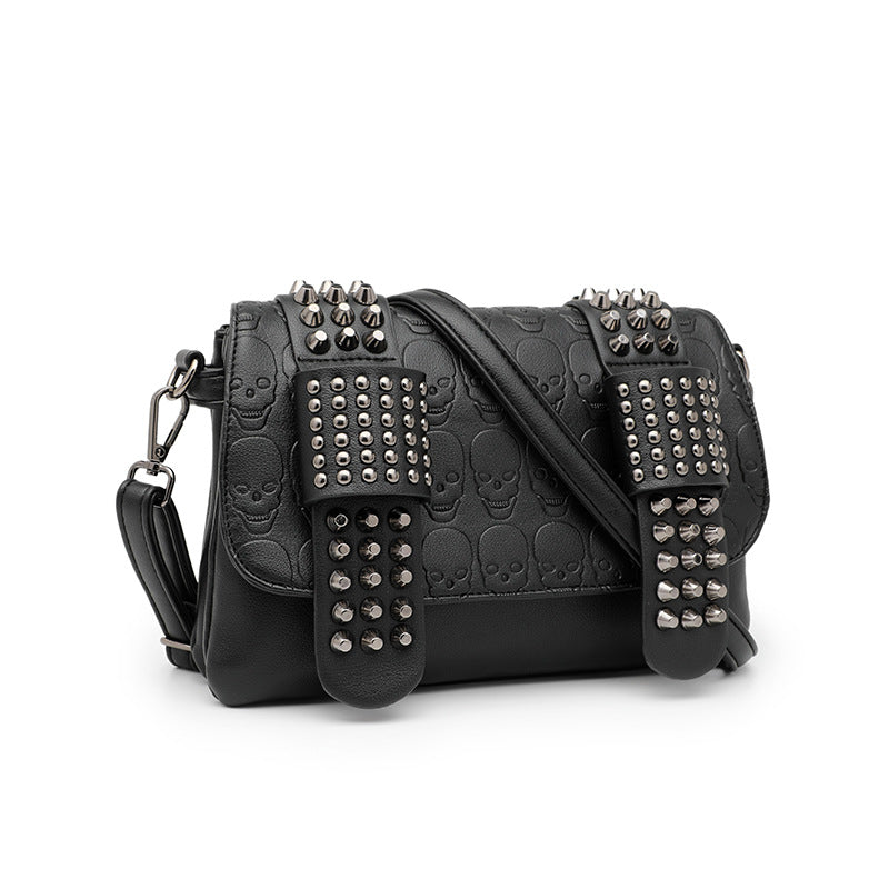 Embossed Skull Rivets Shoulder Bag