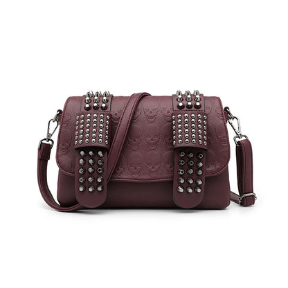 Embossed Skull Rivets Shoulder Bag