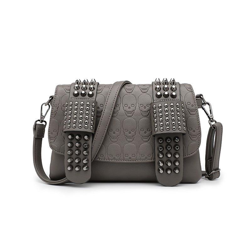 Embossed Skull Rivets Shoulder Bag