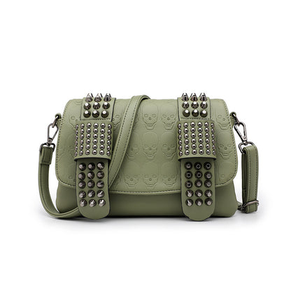 Embossed Skull Rivets Shoulder Bag