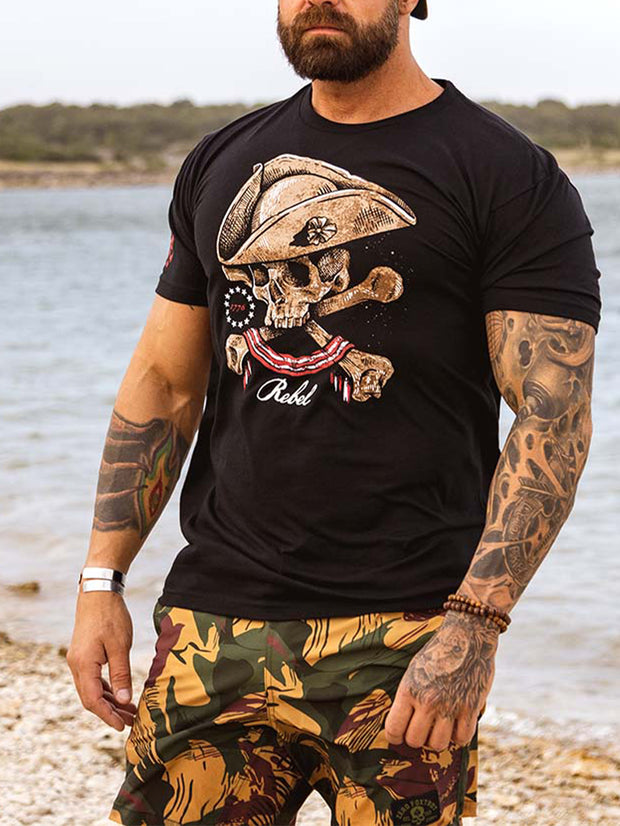 Herren T-Shirt mit Piraten-Totenkopf-Aufdruck