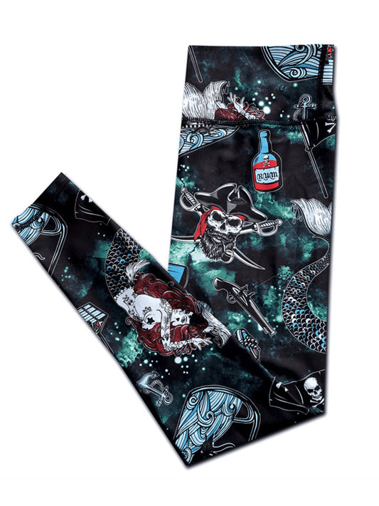 Leggings pour femmes à imprimé pirate effrayant punk 