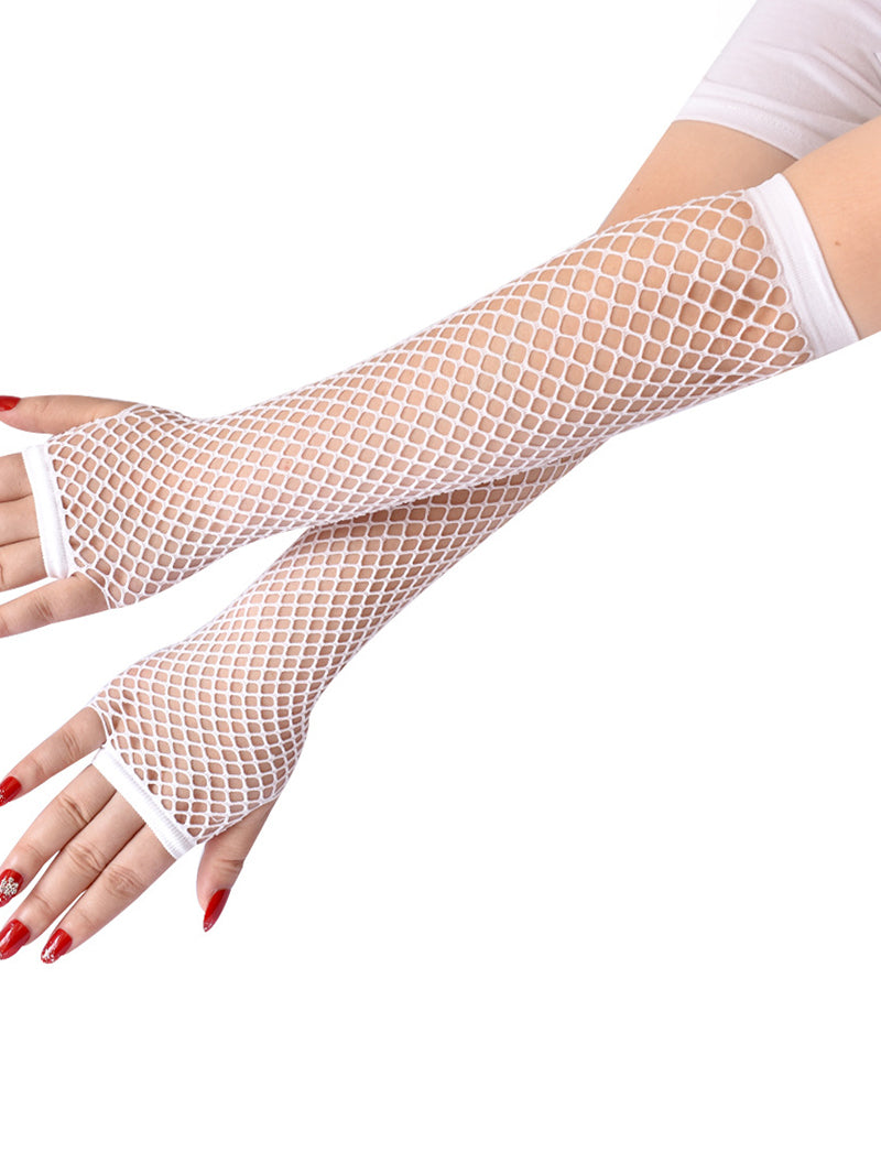 Fingerless Sexy Fishnet Elbow Length Gloves