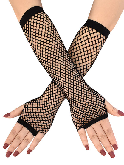 Fingerless Sexy Fishnet Elbow Length Gloves