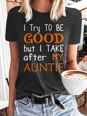 T-shirt décontracté pour femmes avec lettres imprimées tante 