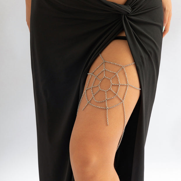 Sexy Oberschenkel-Körperkette mit Spinnennetz-Motiv 