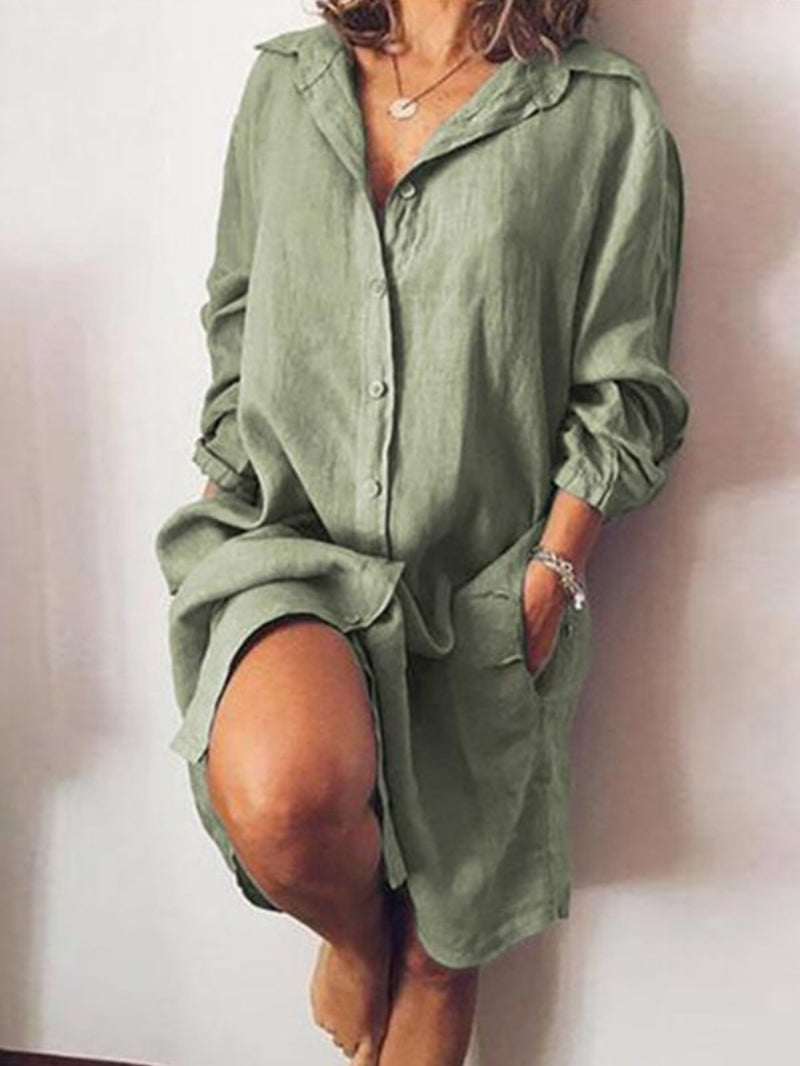 Casual Sexy Pocket Shirt Dress