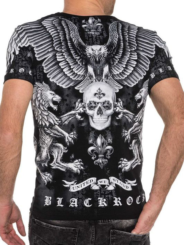 T-Shirt mit „Black Rock“-Totenkopf-Print 