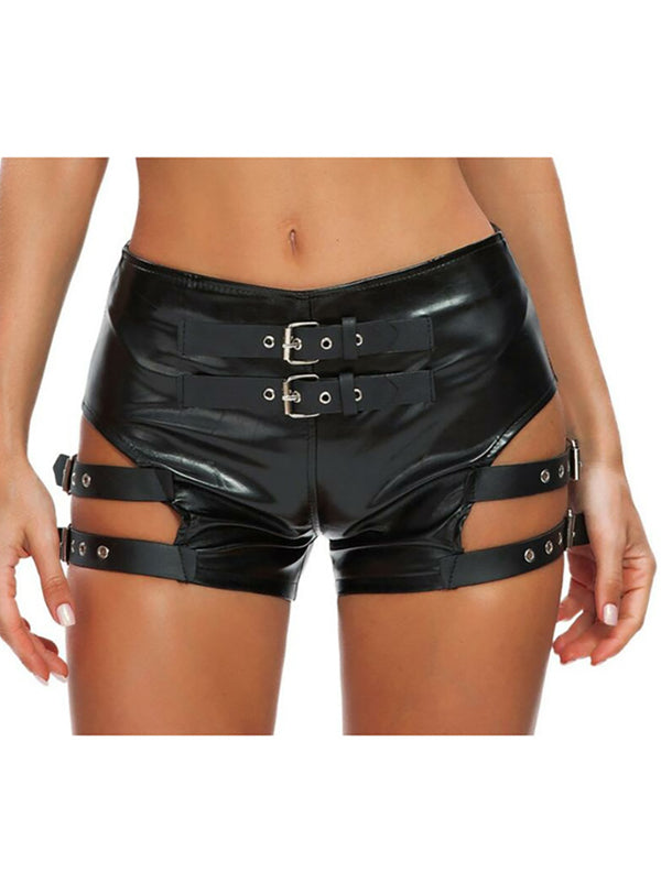 Women's Sexy Patent Leather Stretch Shorts