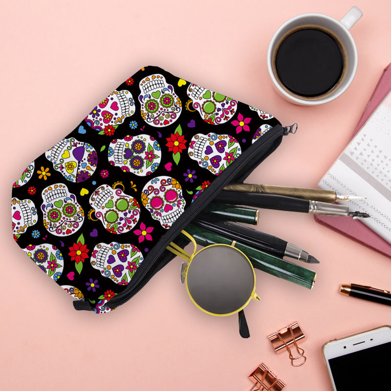 Colorful Skull Printed Clutch Bag