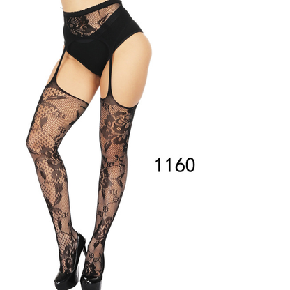 Sexy Lace Suspender Jacquard Hollow Fishnet Stockings