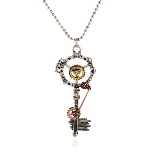 Steampunk Key Pendant Metal Necklace