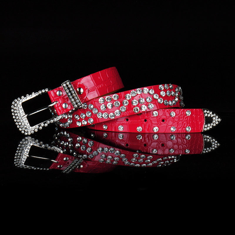 Ceinture pour femme brillante à la mode en strass 