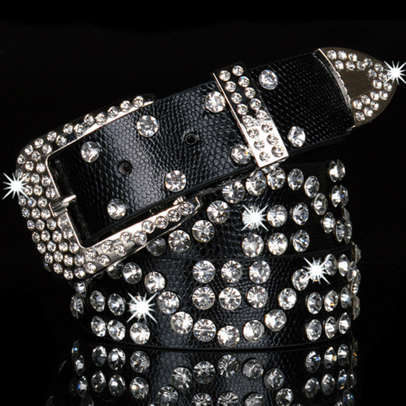 Ceinture pour femme brillante à la mode en strass 