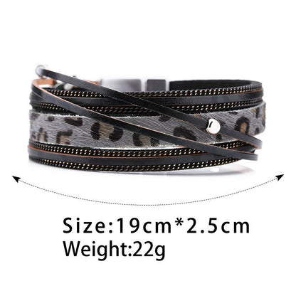 Leopard Print Trendy Alloy Magnetic Horsehair Bracelet