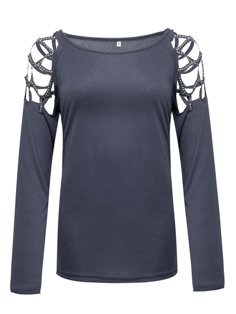 Long Sleeve Top with Studs and Diamonds