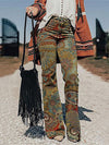 Vintage Printed Bell-Bottom Pants