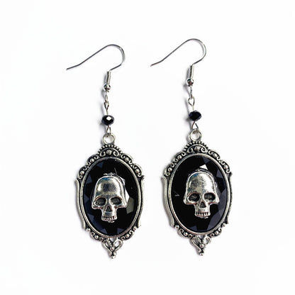 Vintage Skull Gem Drop Earrings