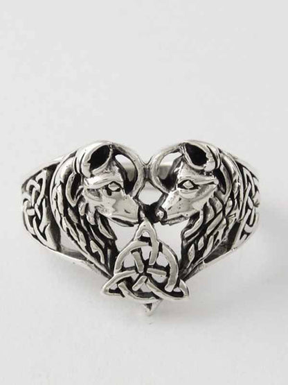 Love Wolf Head Rune Ring