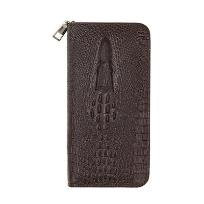 Long Zipper Wallet with Crocodile Pattern