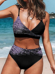 Sequined Printed Swimsuit Set
