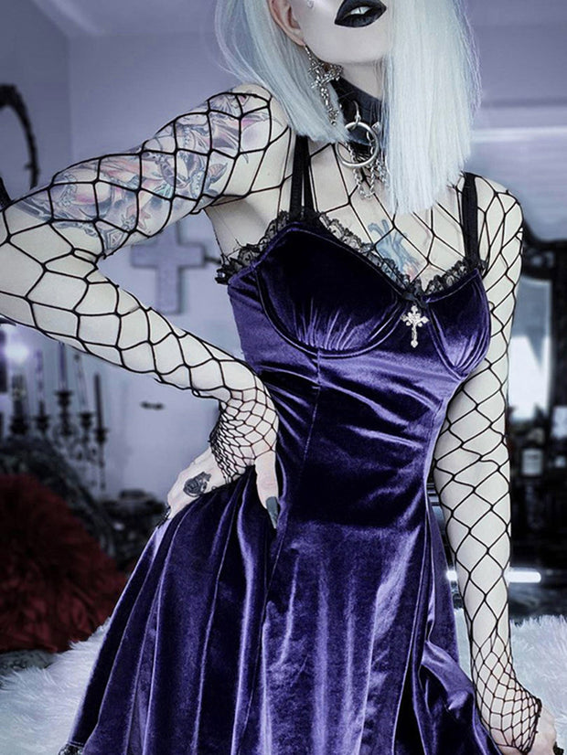 Dark gothic style lace low-cut sexy dress