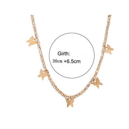 Collier ras du cou fantaisie papillon strass 