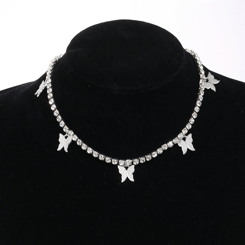 Fantasy Butterfly Rhinestone Choker Necklace