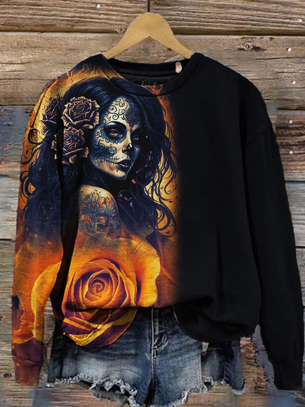 Day Of The Dead Girl Printed Crew Neck Shirt