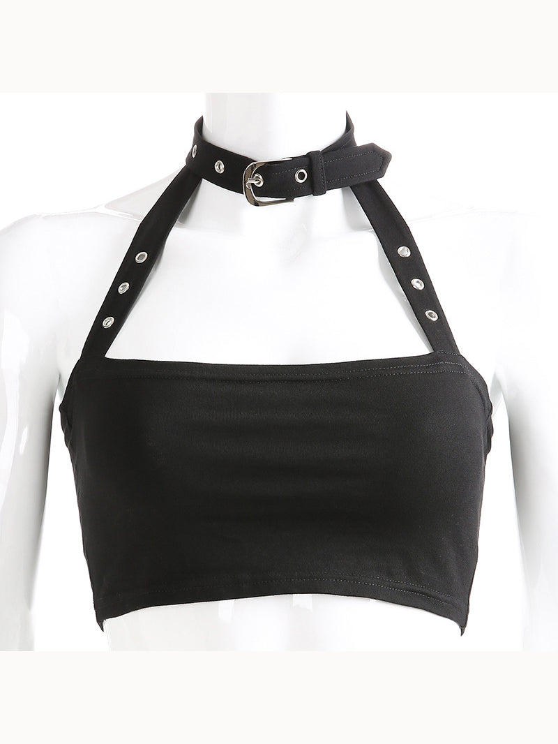 Sexy Buckle Choker Halter Camisole