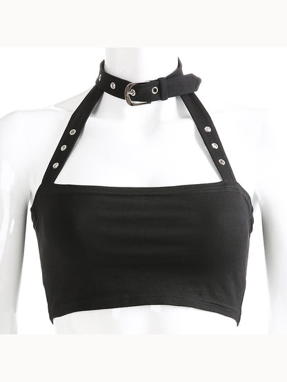 Sexy Neckholder-Unterhemd mit Schnallen-Choker 