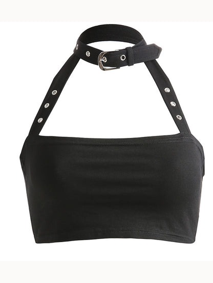 Sexy Buckle Choker Halter Camisole