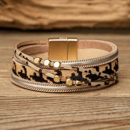 Leopard Print Trendy Alloy Magnetic Horsehair Bracelet