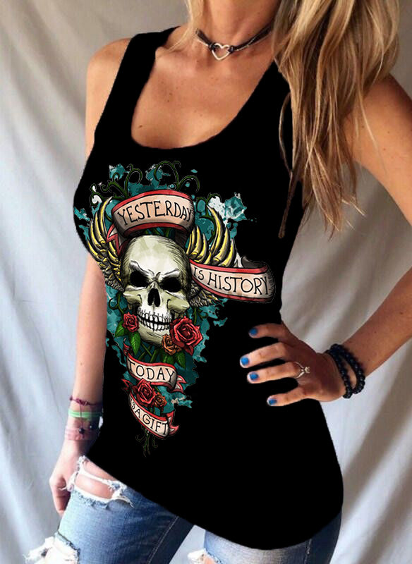 Fashion Skull Printed Tank Top