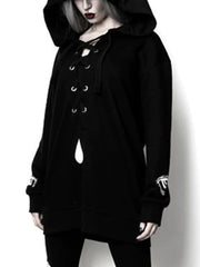 Dark Punk Front Lace-Up Hoodie