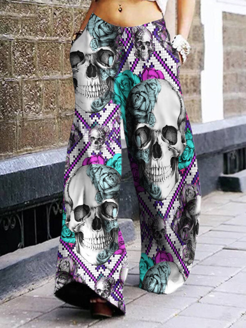 Cyberpunk Skull Printed Loose Pants