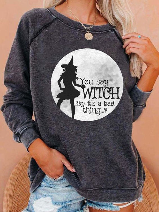 Sweat-shirt imprimé sorcière d'Halloween 