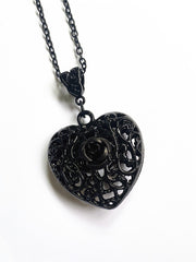 Black Filigree Heart Necklace