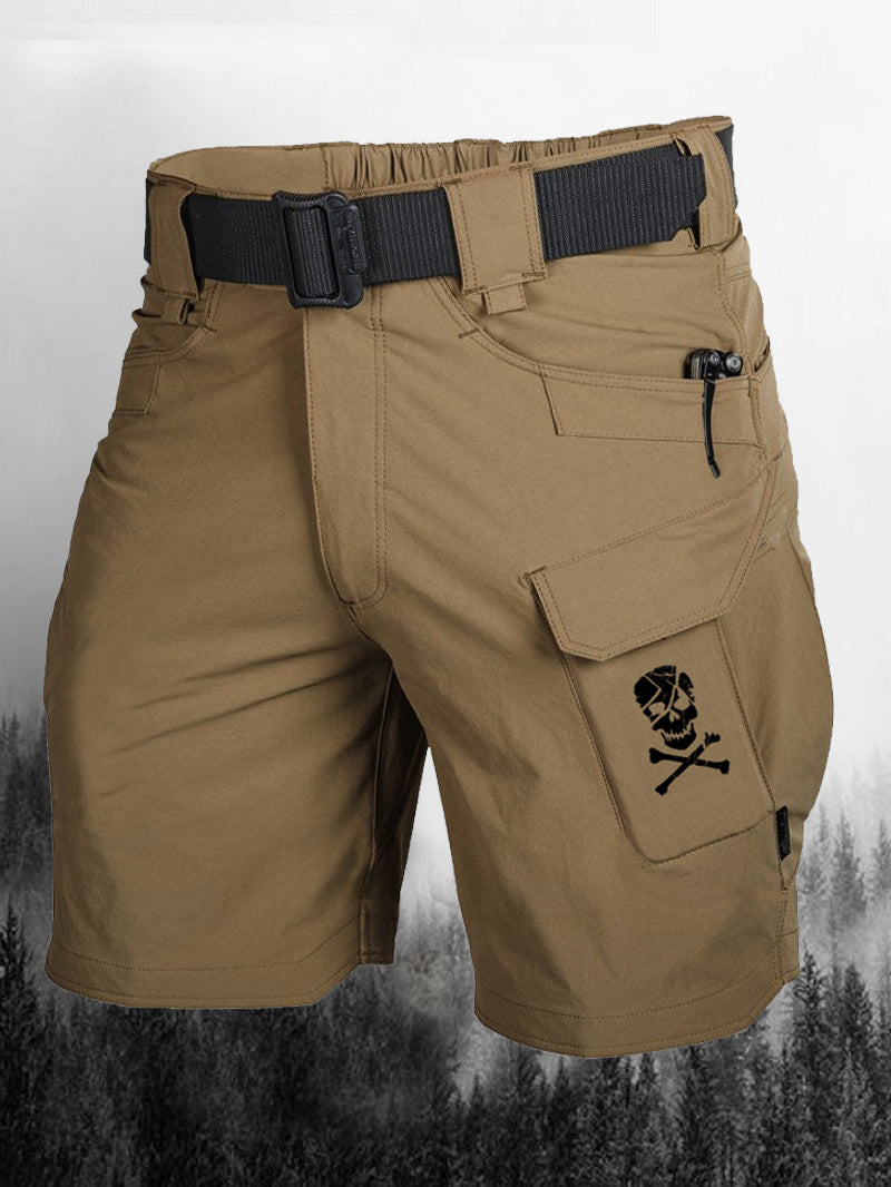 Herrenshorts mit Totenkopf-Print und mehreren Taschen 