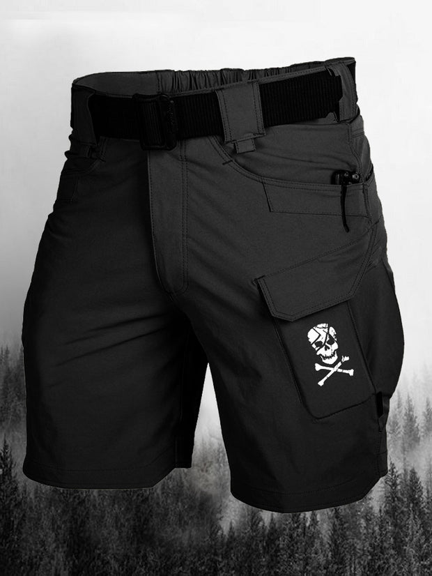 Multi Pockets Skull Printed Men's Shorts