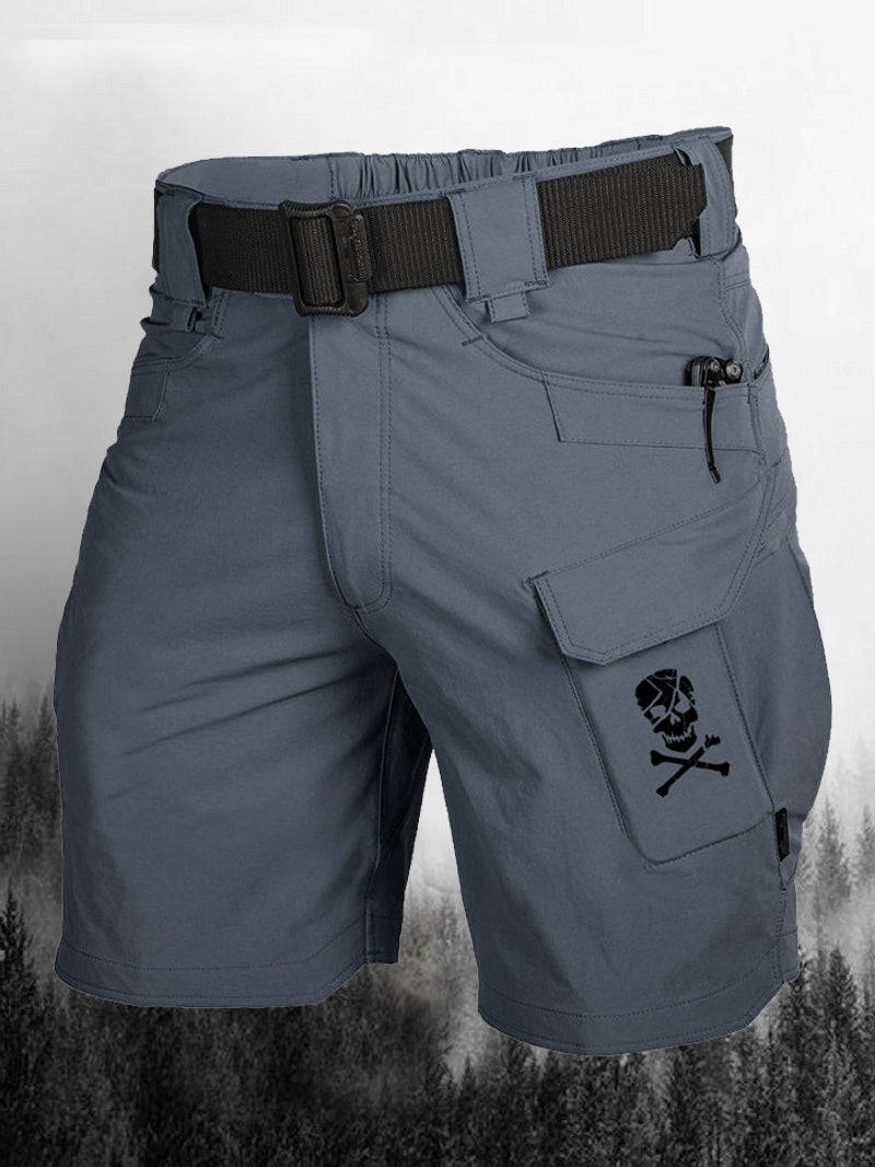 Herrenshorts mit Totenkopf-Print und mehreren Taschen 