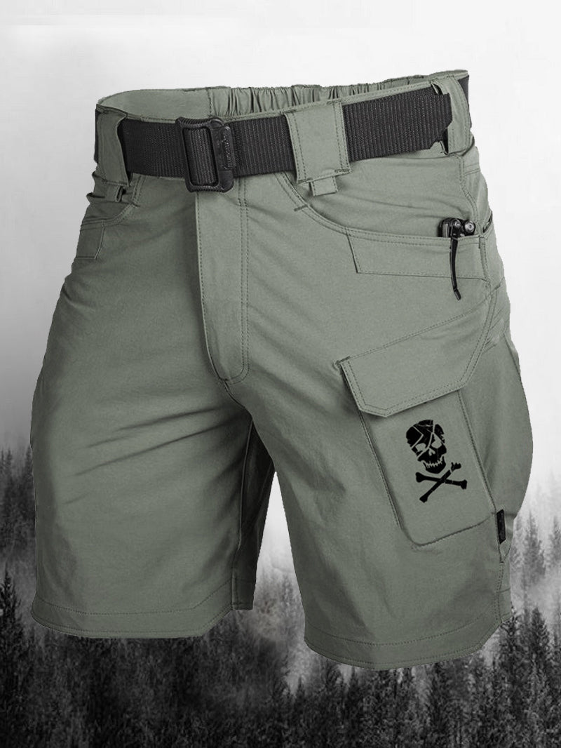 Herrenshorts mit Totenkopf-Print und mehreren Taschen 