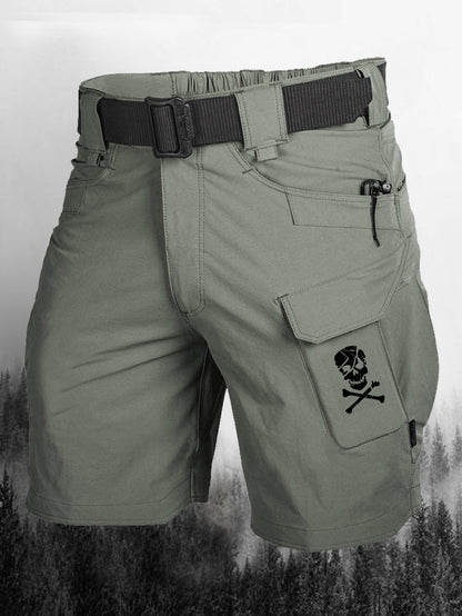 Herrenshorts mit Totenkopf-Print und mehreren Taschen 