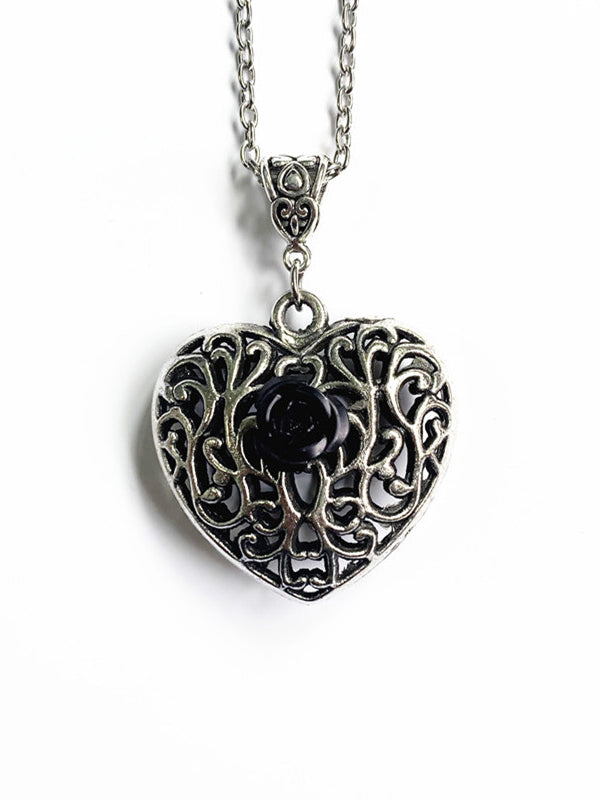 Black Filigree Heart Necklace