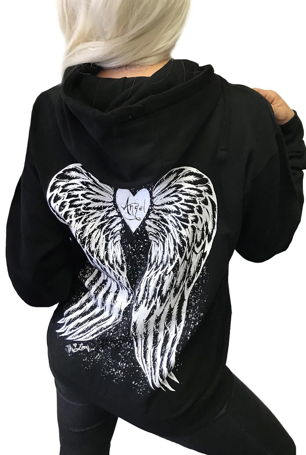 Kapuzenpullover mit Flügel-Tattoo von gefallenem Engel